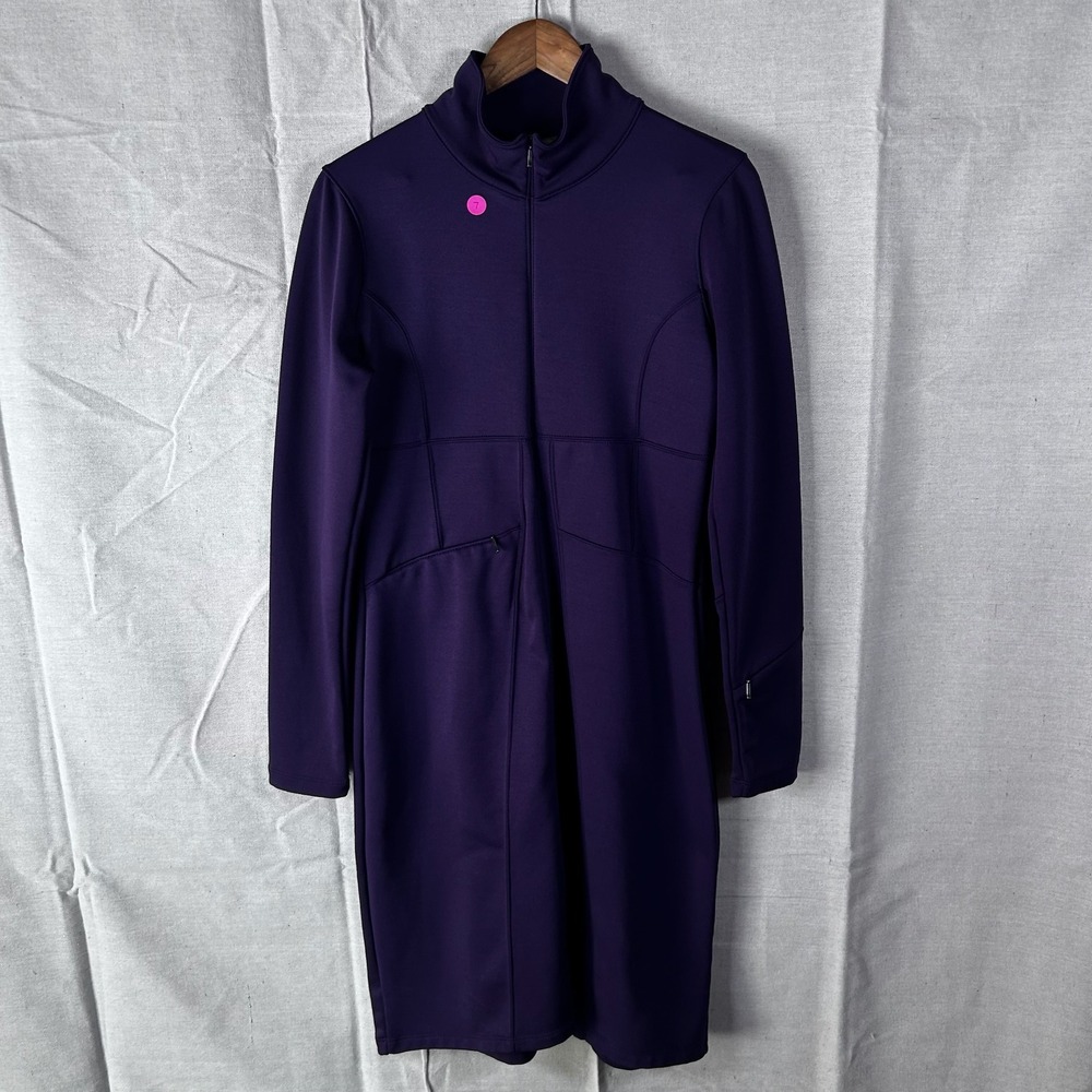 Athleta Purple Polartec Power Stretch Fleece Full Zip Dress 792947 Womens S‎